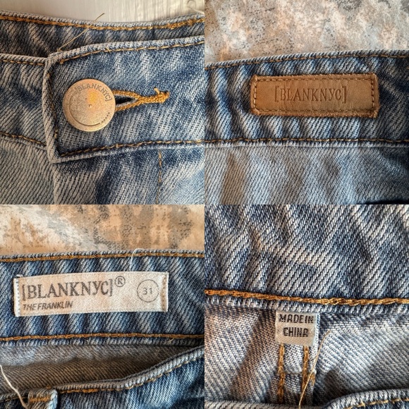Blank NYC The Franklin Ribcage Wide Leg Jeans Sz 31 Light Wash Whiskering‎ READ - Picture 9 of 14